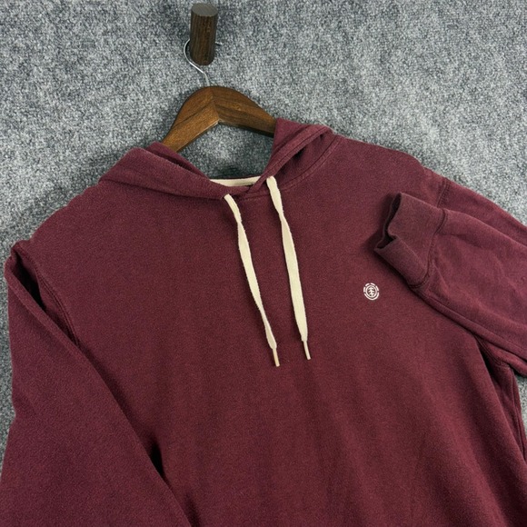 Element Hoodie Mens M Burgundy Red Pullover Logo Drawstring Sweatshirt - Picture 1 of 6